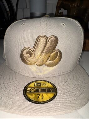 New Era Cream Cap with Gold Embroidered Logo Expos